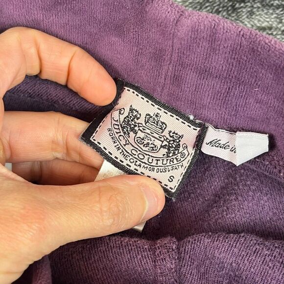 Vtg Y2K Juicy Couture Velour Sweatpants Embellished Embroidered S Purple USA - Picture 5 of 11